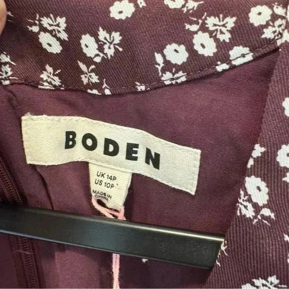 Boden Cut Out Midi Tea DressDark Burgundy, Sweet Daisy Size 10P - Picture 7 of 12